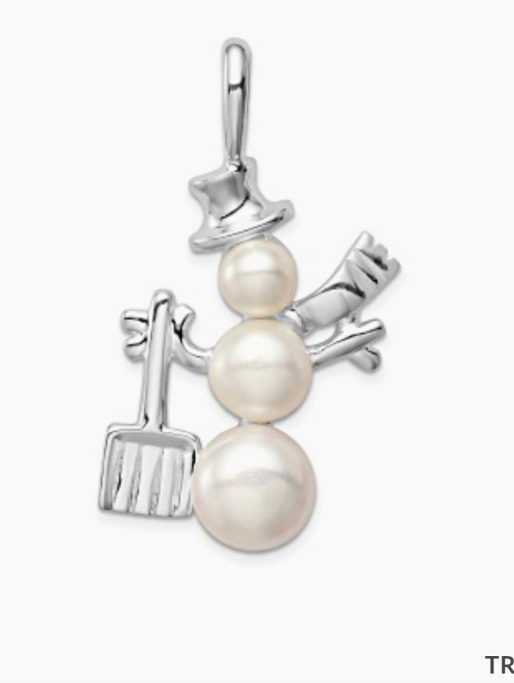 Sterling Silver And Fresh Water Pearl Snowman Pendant